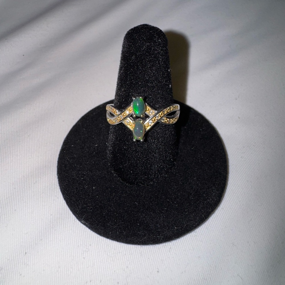 Genuine Fire Green/Blue Opal Ring 💚💙💍